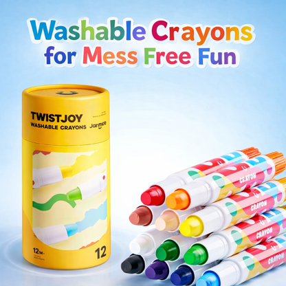 Jumbo Washable Crayons for Toddlers, 12 Colors
