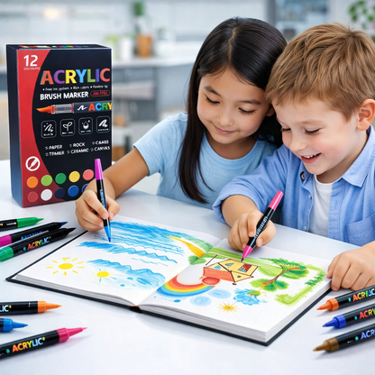 12-Color Acrylic Brush Pen Set