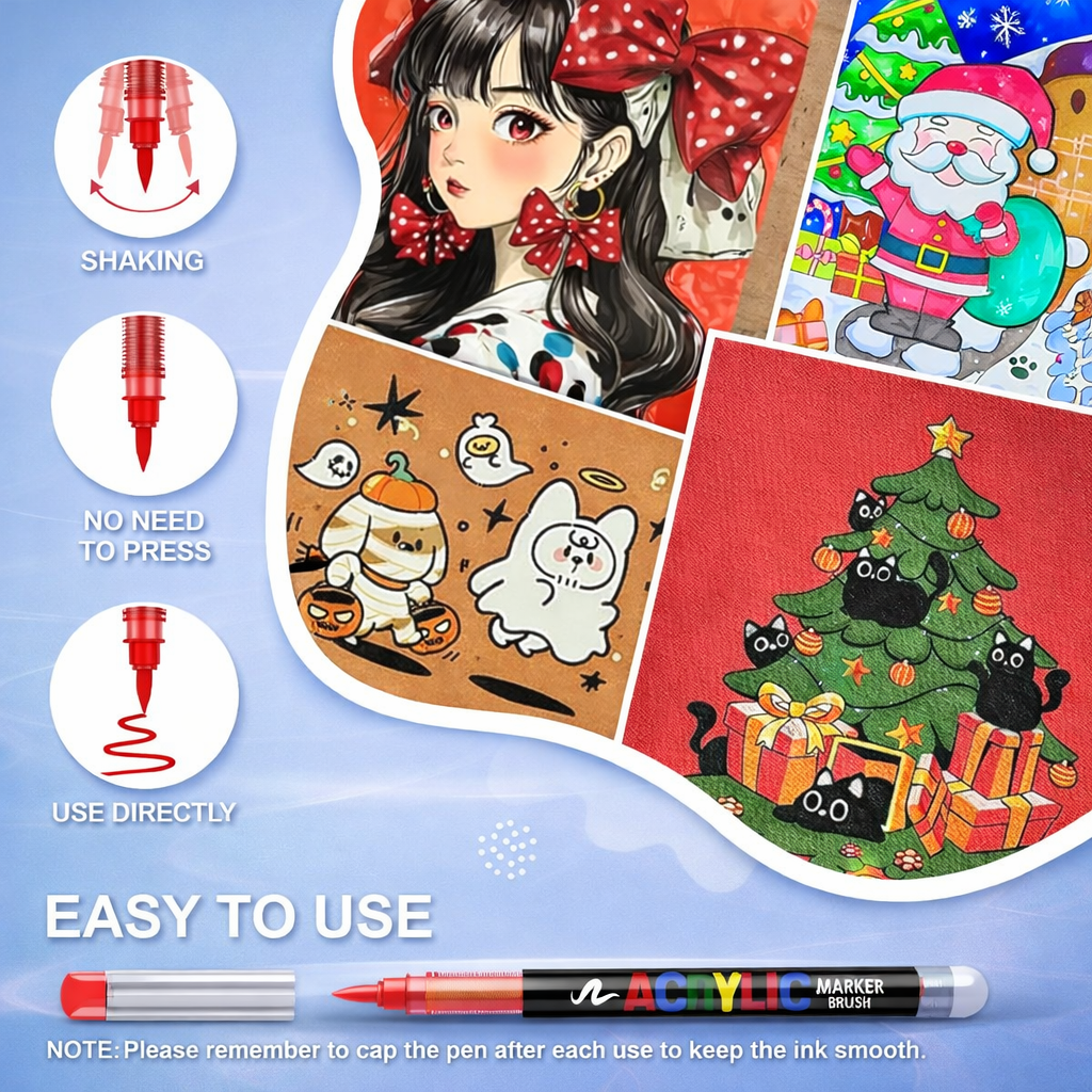 12-Color Acrylic Brush Pen Set