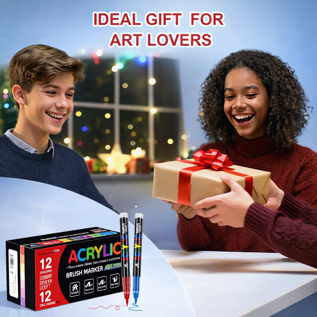 12-Color Acrylic Brush Pen Set